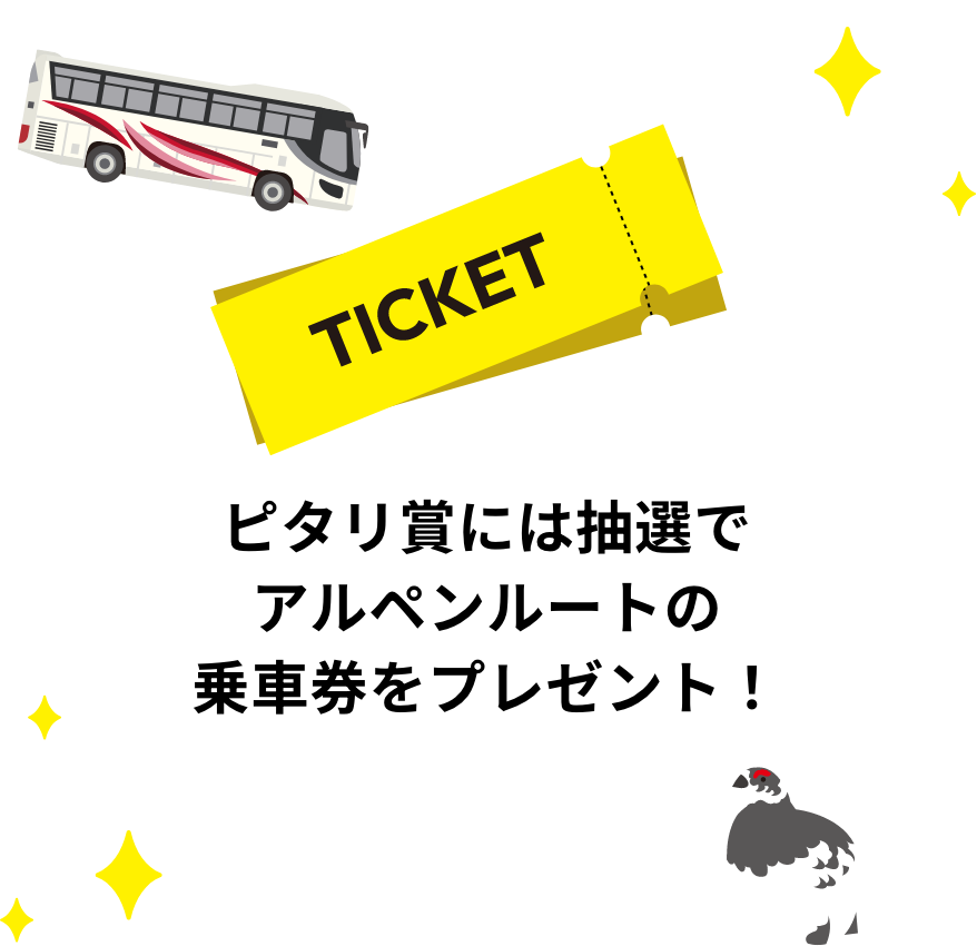 ピタリ賞には抽選でアルペンルートの乗車券をプレゼント！